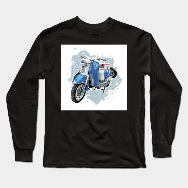 Motorcycle in blue Long Sleeve T-Shirt by Montanescu